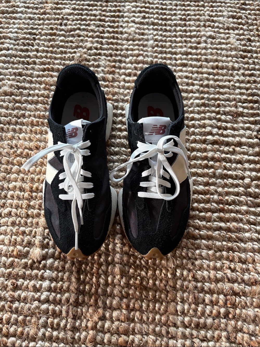 New Balance Kids Black and White Lace-Up Sneakers with Red Logo - Picture 2 of 5